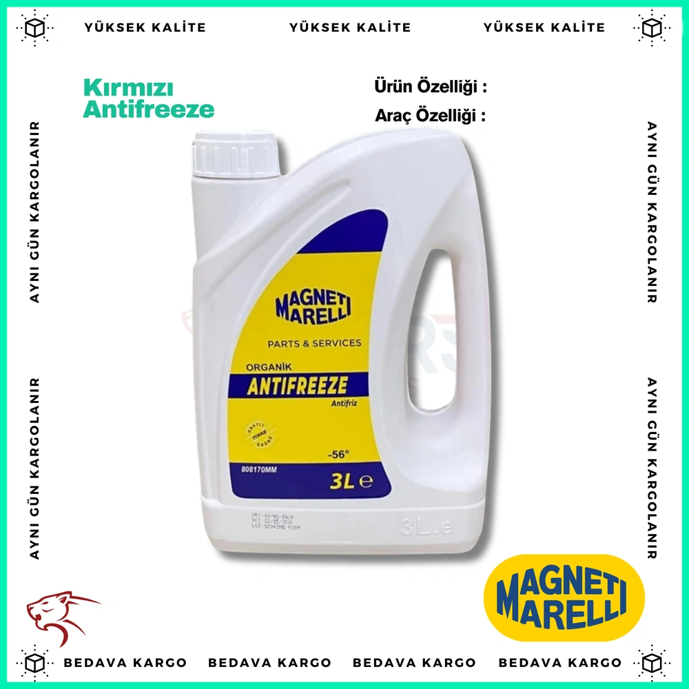 Kirmizi Antifriz (Antifreeze) -56 C 3lt - PHAFF05010 - Yedek Parça