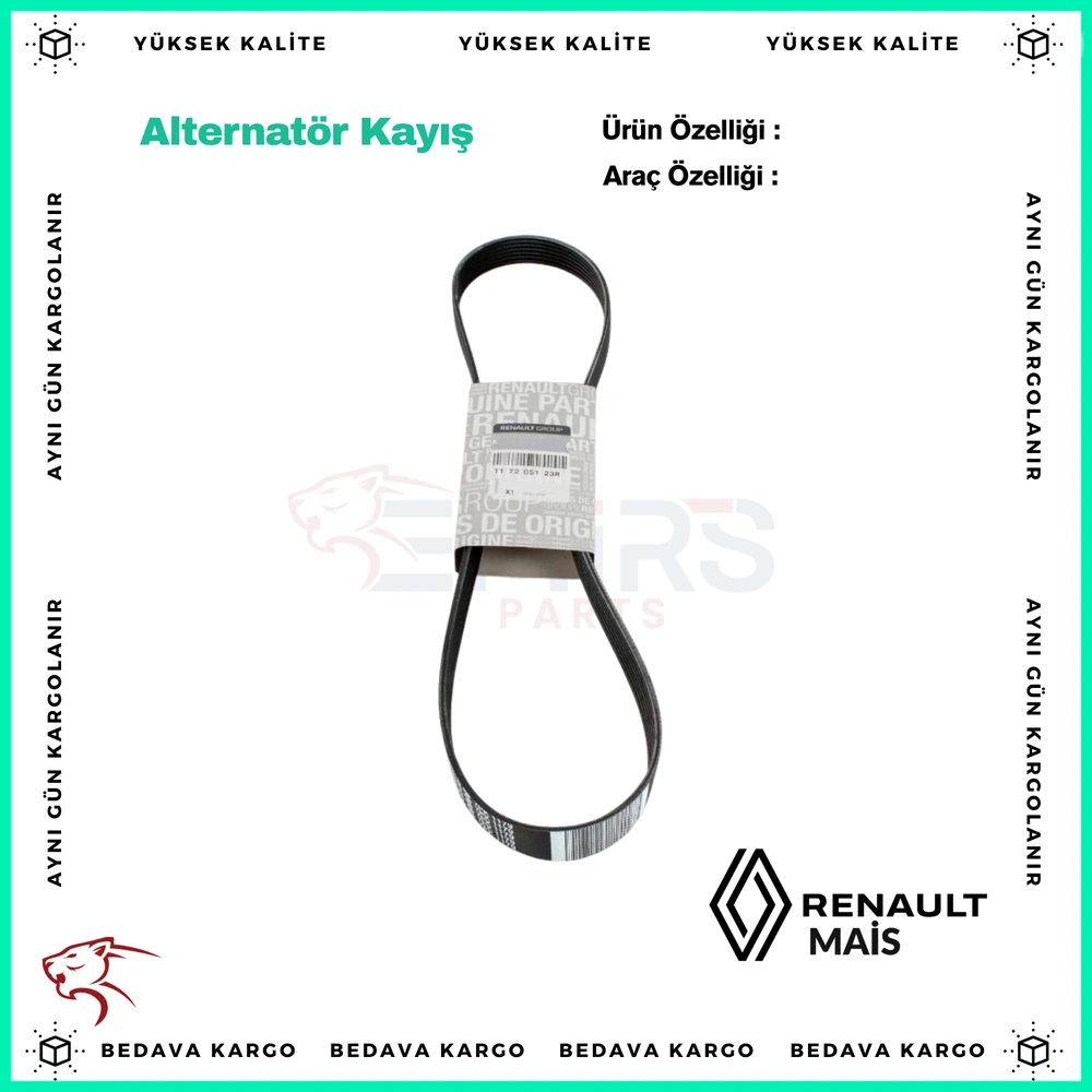 Alternator V Kayisi 7pk1179 Renault Megane 4 Clio 5 1.0 TCE Talisman 1.3 TCE - 117205123R - Yedek Parça