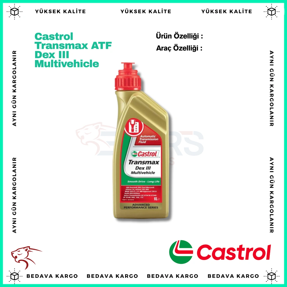 Castrol Transmax ATF Dex III Multivehicle Otomatik Sanziman Yagi - 7711945827 - Yedek Parça
