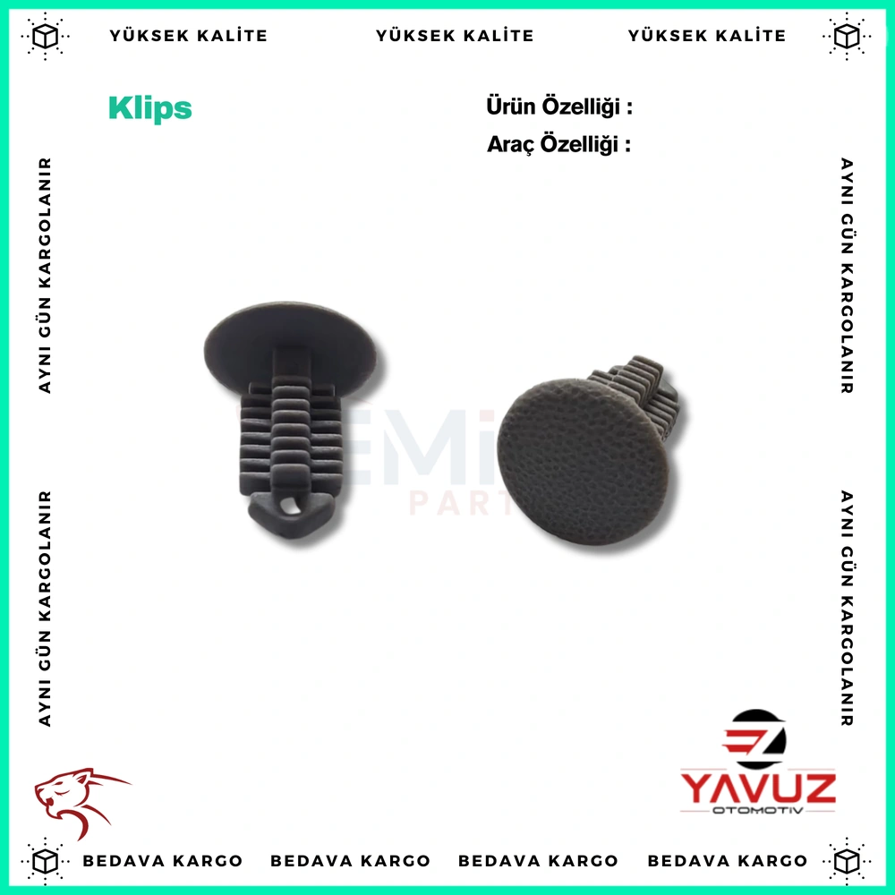 CITROEN BERLİNGO 1-2,PEUGEOT PARTNER 1-2 DÖŞEME KLİPSİ (AÇIK GRİ) - 896457 - Yedek Parça