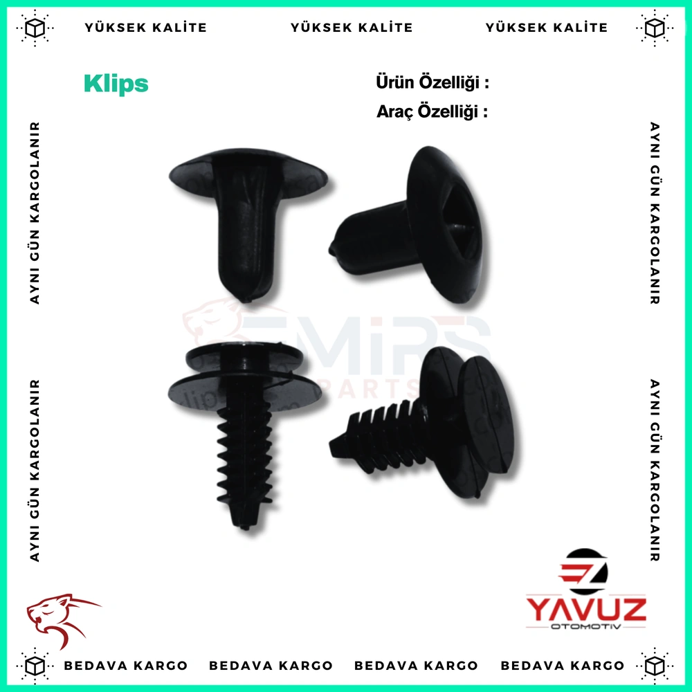 FİAT TEMPRA,İVECO,ALFA ROMEO KAPI DÖŞEME KLİPSİ (TAKIM) - 46410400TK - Yedek Parça