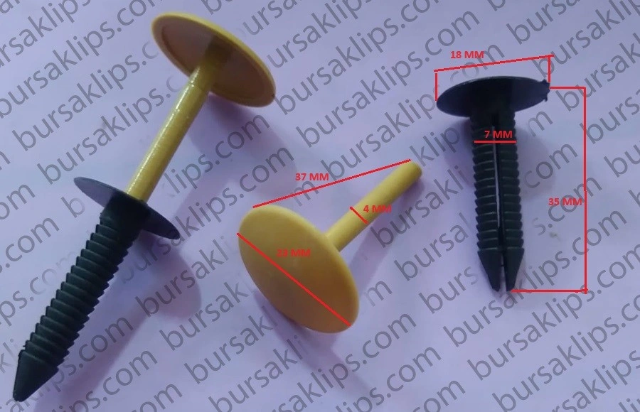 FORD, RENAULT TRAFİC TAVAN KLİPSİ İNCE (UZUN K.KAHVE )(7x35x18 Dişi)-(4x37x23 Erkek) - Yedek Parça