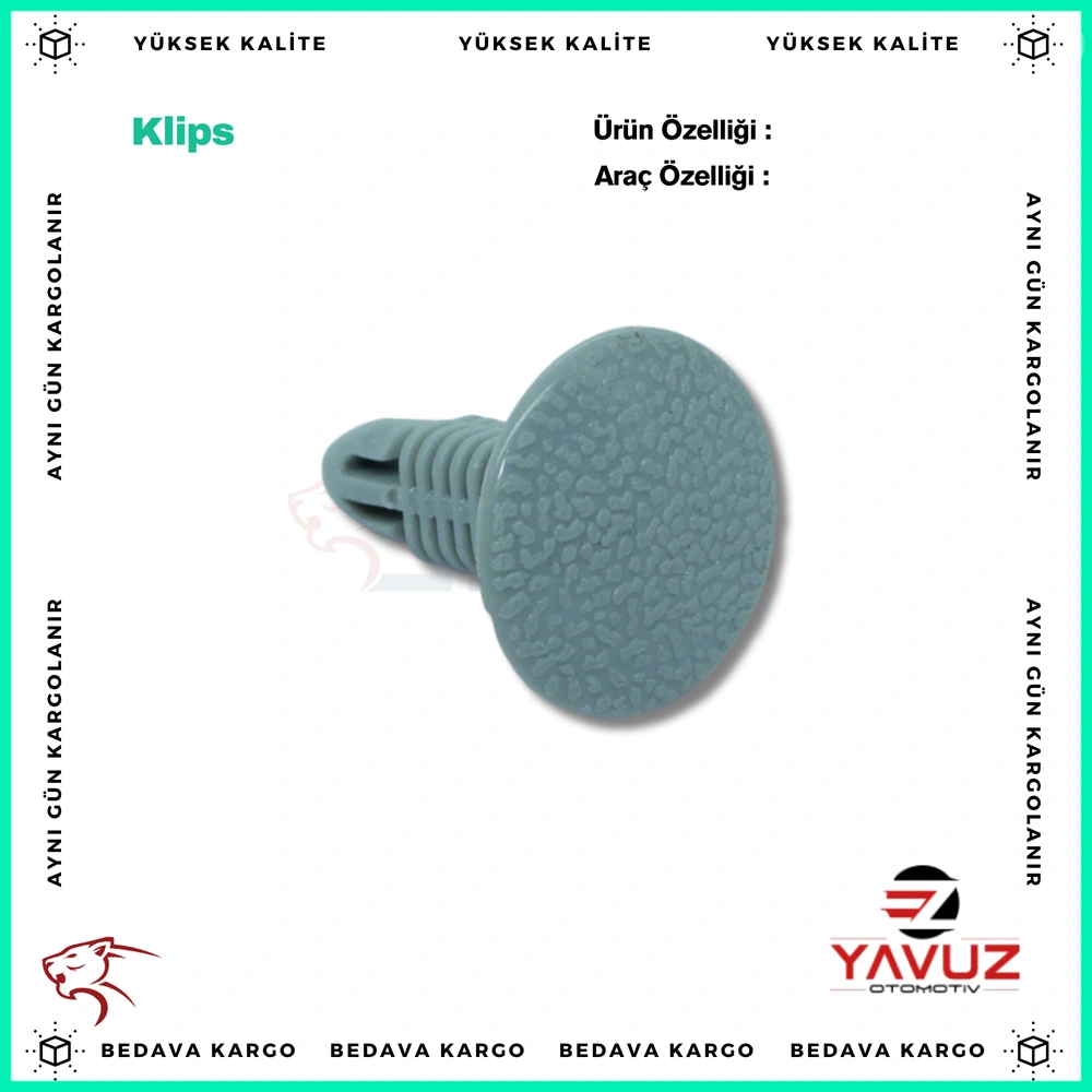 Hyundai Doseme Klipsi (Acik Gri) - 0940910302 - Yedek Parça