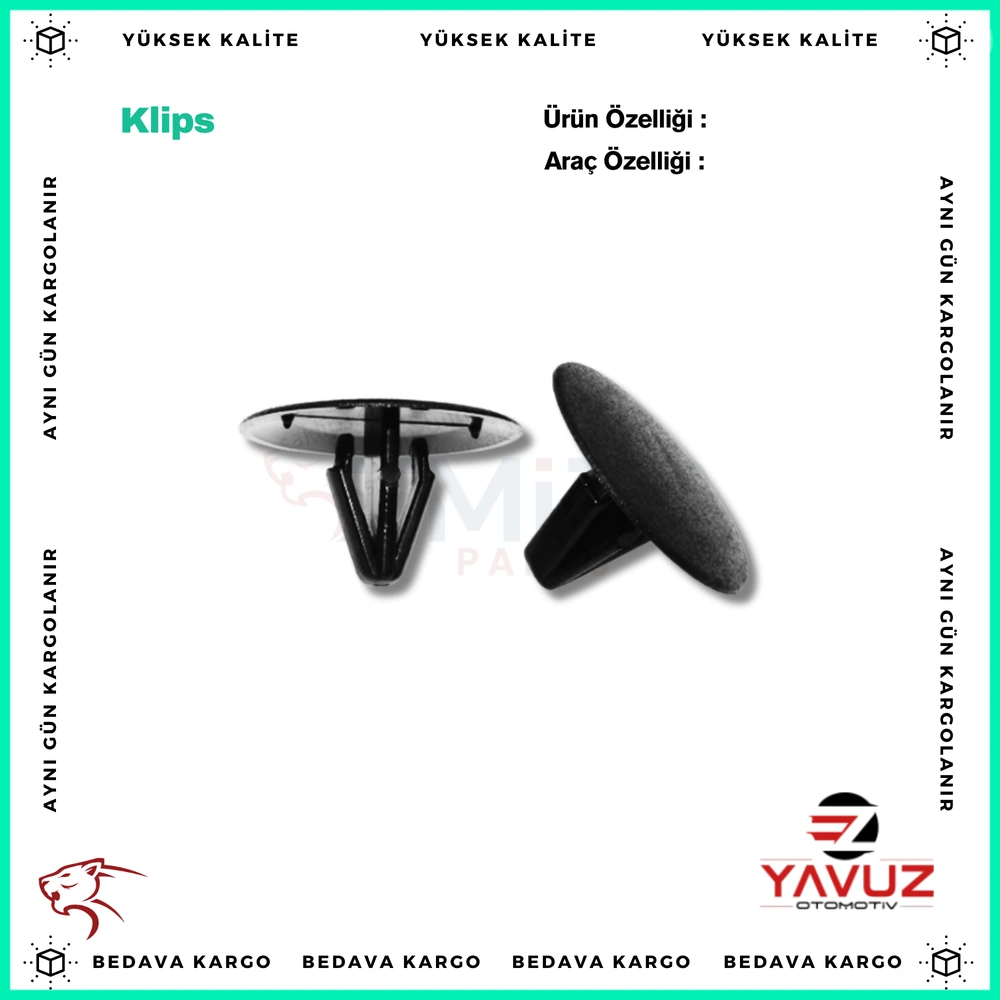 HYUNDAİ KAPUT İZALATÖR KLİPSİ (İNCE SİYAH) - 8112637010 - Yedek Parça