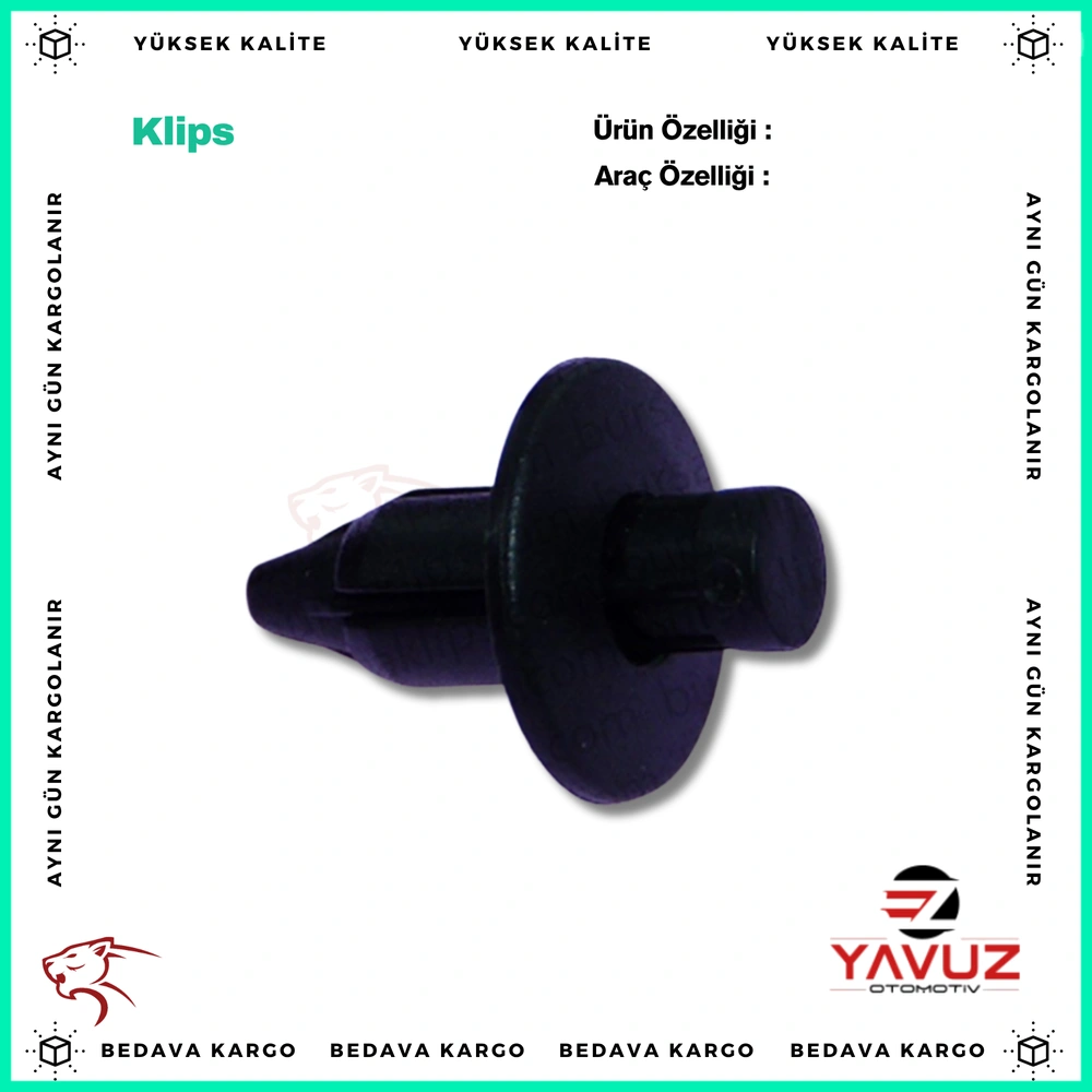 HYUNDAİ,SUZUKİ,TOYOTA İÇ KAPLAMA KLİPSİ (SİYAH) (7 mm) - 9046707041 - Yedek Parça