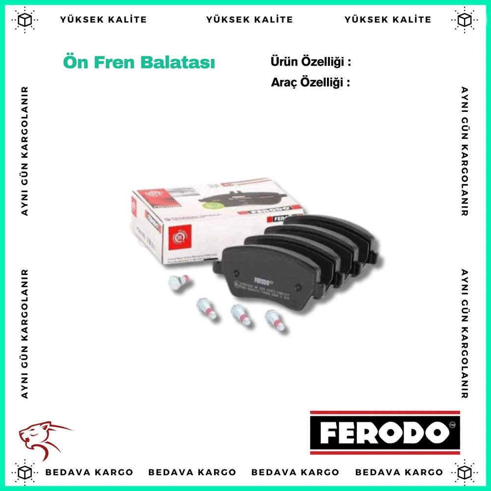 On Fren Balatasi Renault Clio 3 05- 4 12- Megane 4 Kangoo 2 08- Modus 04- Captur 13- Dacia Logan 04- Duster 10- Dokker 12- Lodgy 12- - 7701208422 - Yedek Parça