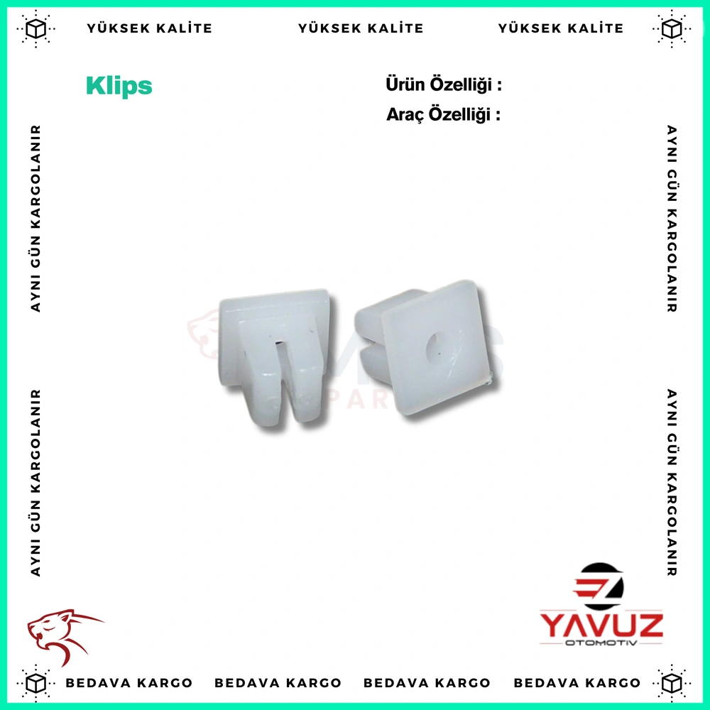SKODA,ÜNİVERSAL VİDA KLİPSİ (H-11mm, S-7mm, F-7,5mm, H-3,5mm) - 6U0867276B - Yedek Parça