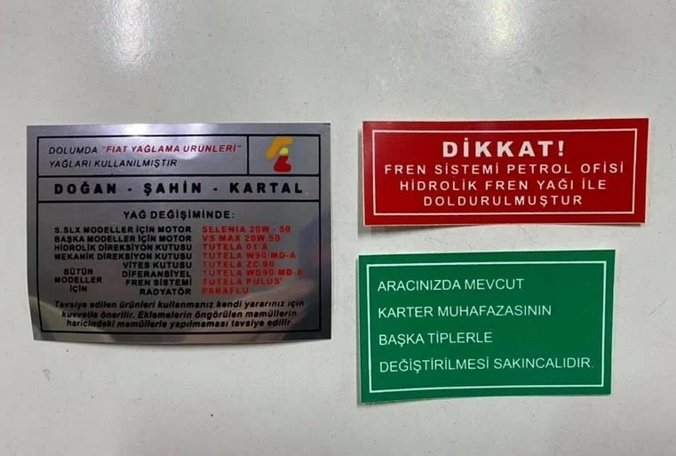 TOFAŞ D.K.Ş MOTOR ETİKETİ (3 PARÇA) - Yedek Parça