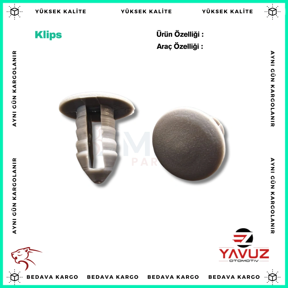 TOFAŞ SERÇE KAPI DÖŞEME KLİPSİ (GRİ) - 4292906 - Yedek Parça