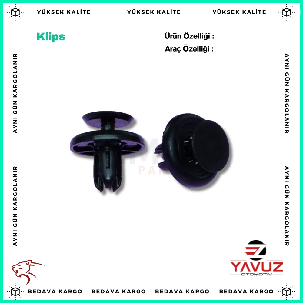 TOYOTA DAVLUMBAZ, TAMPON ÜST KLİPSİ - 9046707201 - Yedek Parça