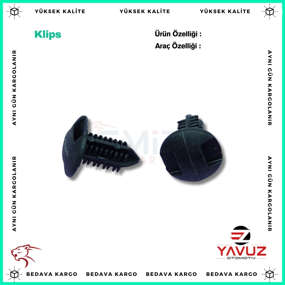 TOYOTA LEXUS BAGAJ DÖŞEME KLİPSİ (6.8x12x16mm) - 9046708188 - Yedek Parça