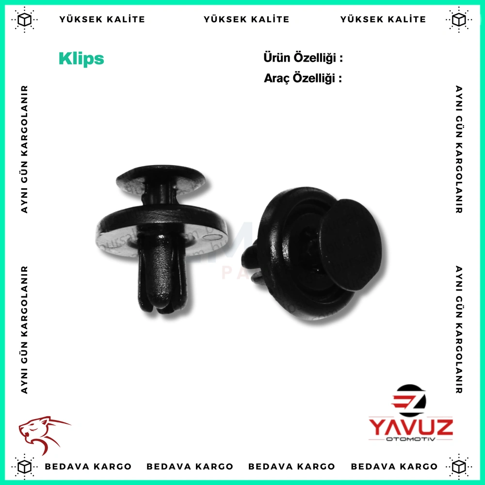 TOYOTA TAMPON,HALI,ALT KORUMA,SPOİLER KLİPSİ - 9046707215 - Yedek Parça