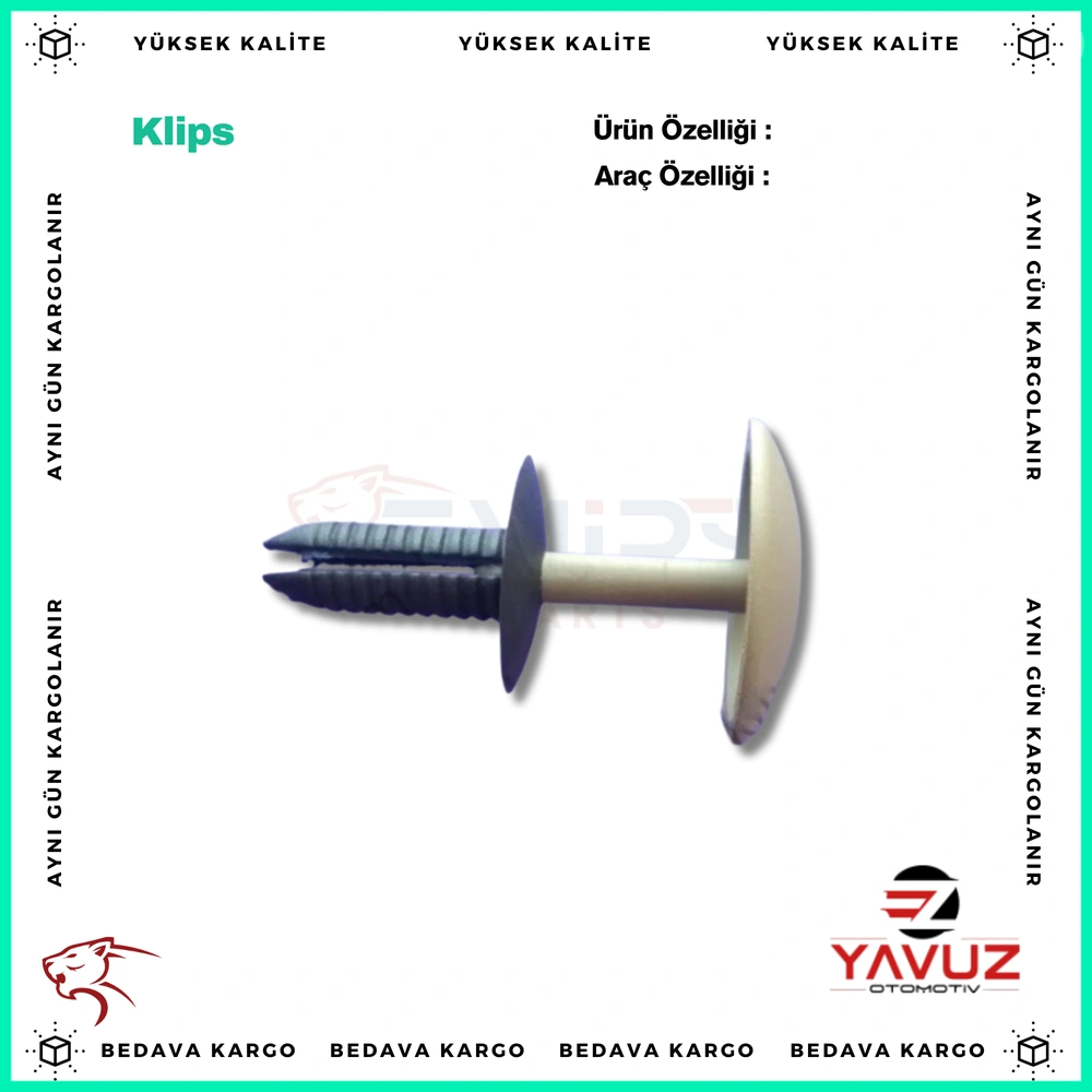 ÜNİVERSAL İÇ DÖŞEME,TAVAN KLİPSİ (TAKIM) (DİŞİ SİYAH, ERKEK KREM/BEJ) - E866241SS2M - Yedek Parça