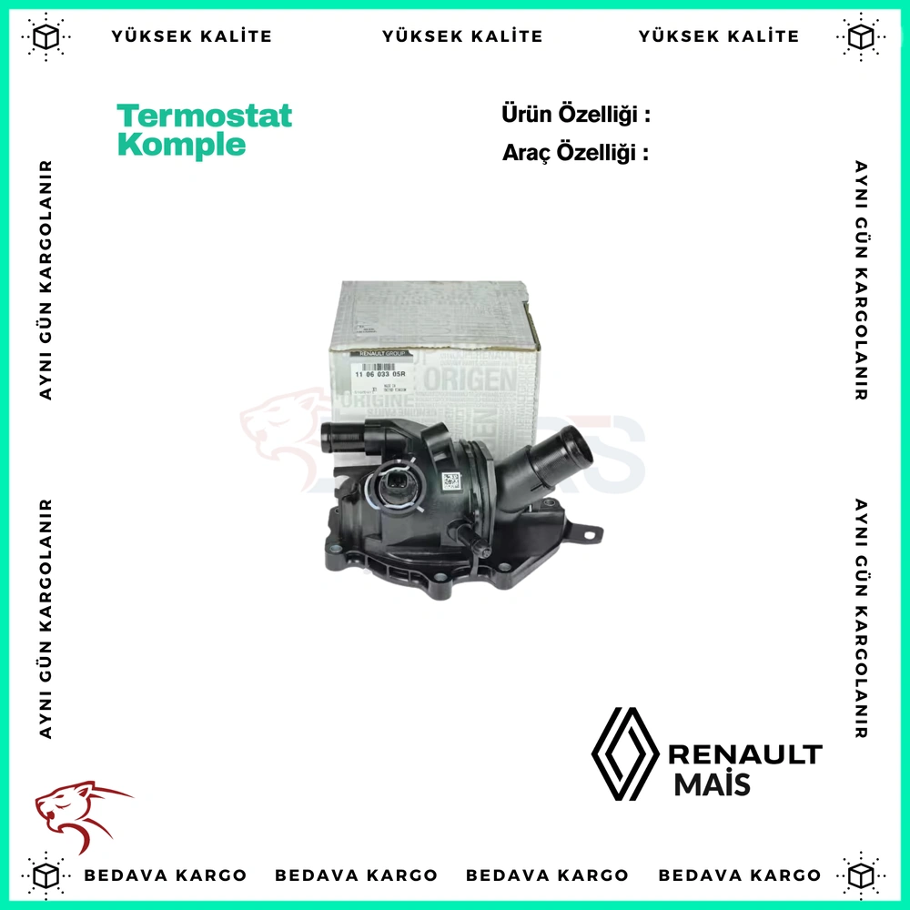 Termostat Komple Renault Megane 4 Clio 5 Kadjar 1.3 TCE - 110609301R - Yedek Parça