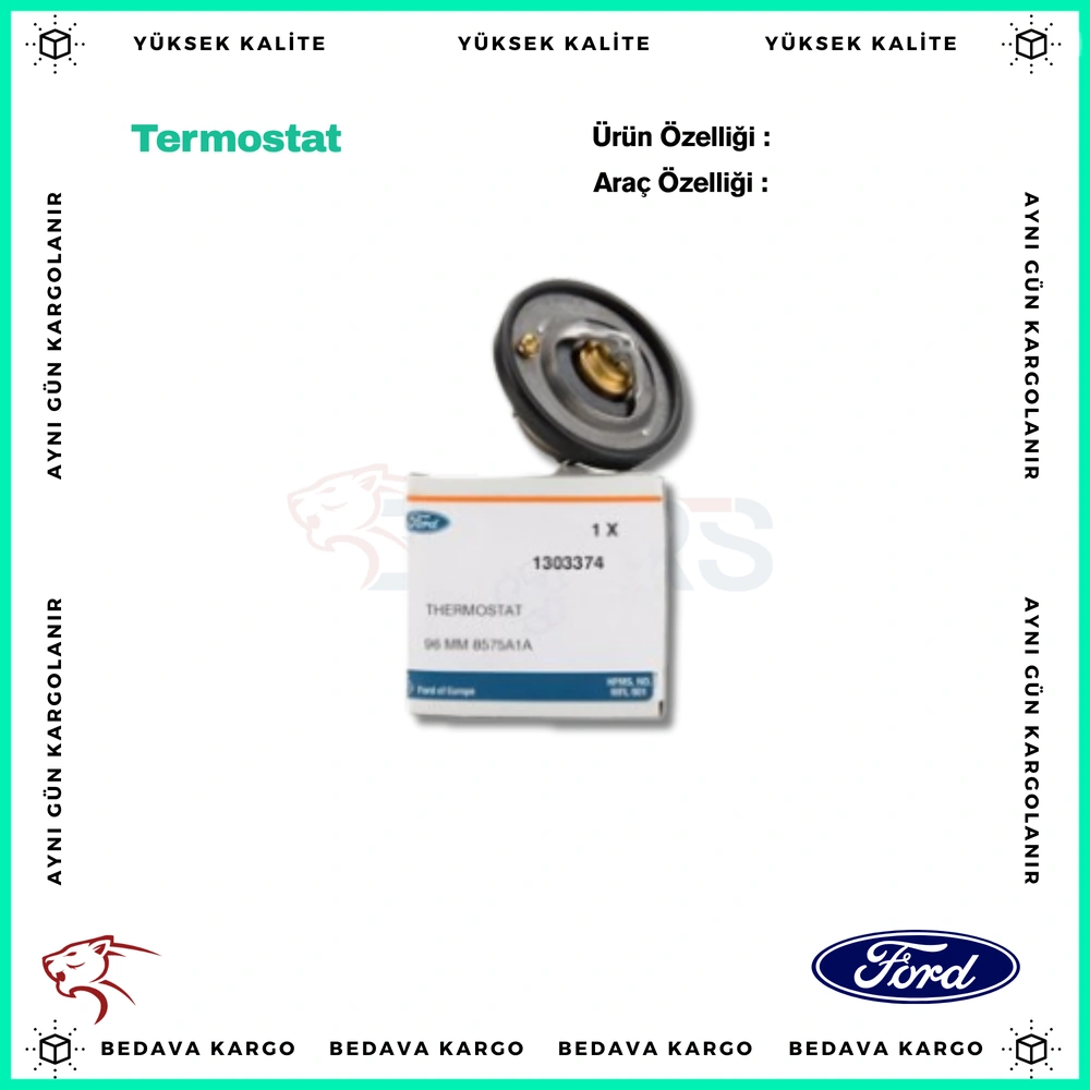 Termostat 82 C Ford Focus 98 -> Focus Ii-Iii 03 -> Fiesta 01 -> Fusion 01>12 1.25-1.4-1.6 16v Mondeo Iv 1.6 Ti Vct 07>14 - 4M5G8575ZB - Yedek Parça