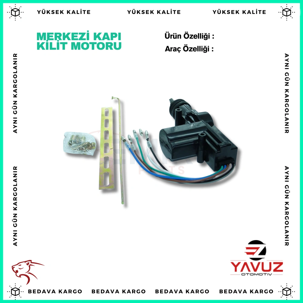 ÜNİVERSAL MERKEZİ KAPI KİLİT MOTORU (12V) (5 KABLOLU) - 85007929 - Yedek Parça
