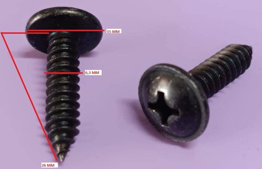 ÜNİVERSAL OVAL GENİŞ BAŞLI VİDA SİYAH (6.3x26x15) - Yedek Parça