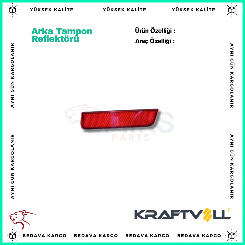 Arka Tampon Reflektoru Sis Lambasi Sag Dacia Duster Logan 2 10- - 265604000R - Yedek Parça