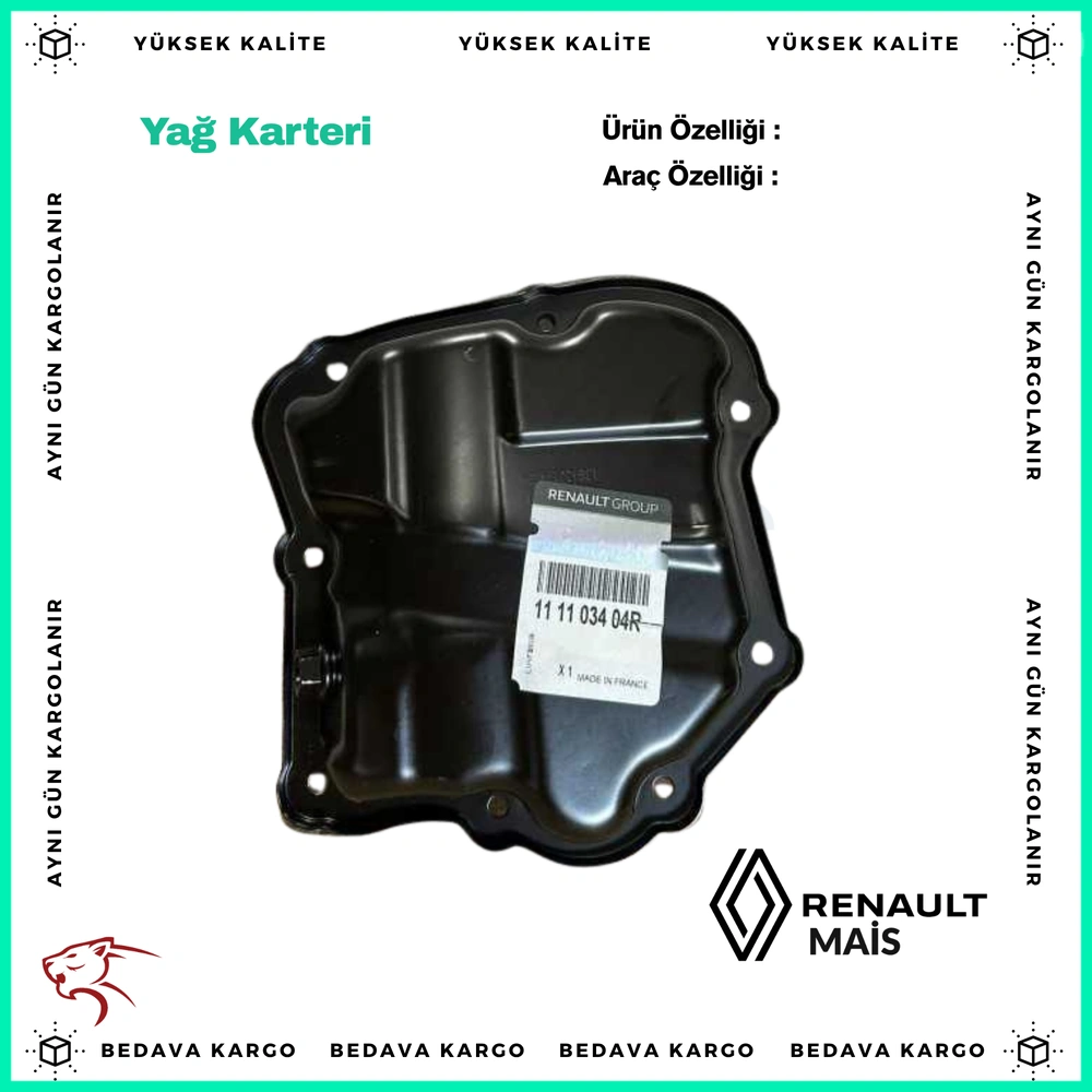 Yag Karteri Renault Megane 4 Talisman Dacia Lodgy 1.6 16v H4m 20- - 111103404R - Yedek Parça