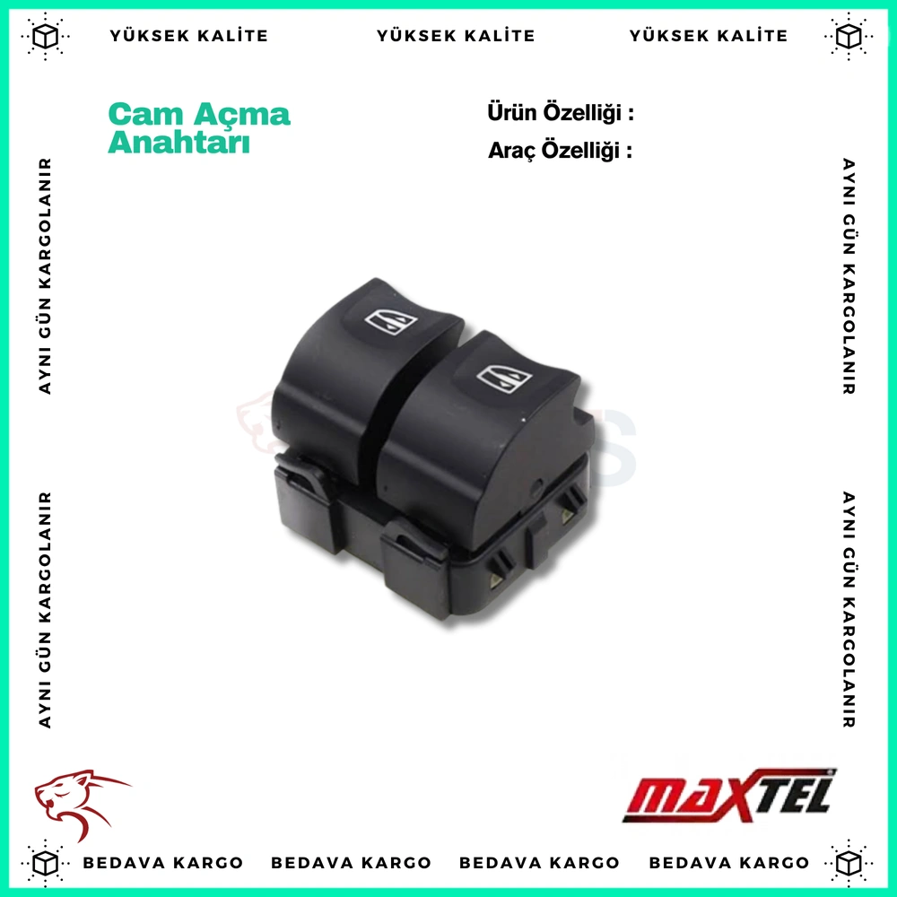 Cam Acma Anahtari (Otomatik Kaldirma) Renault Captur Clio 4 Kangoo Symbol 2 Dacia Logan 2 Dokker Sandero Lodgy - 254118722R - Yedek Parça