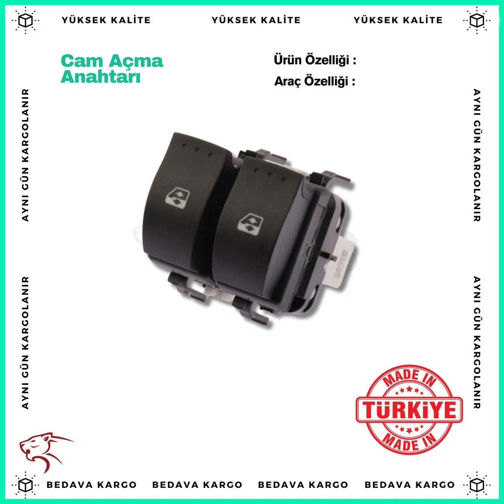 Cam Acma Anahtari Sol On Renault Clio 3 Cift Fisli 10 Fis Kahverengi Soket - 8200214945 - Yedek Parça