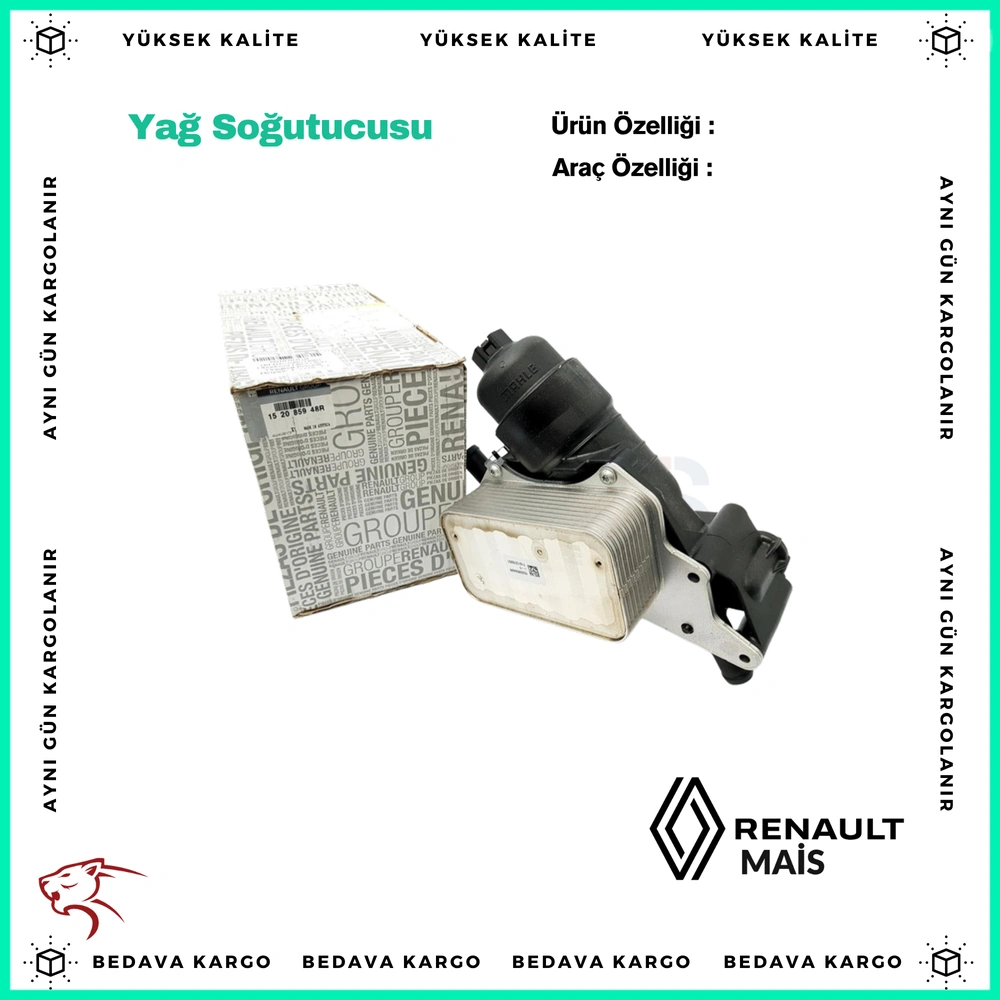Yag Sogutucusu Renault Trafic 3 Megane 4 Qashqai 1.6 DCI - 152085948R - Yedek Parça
