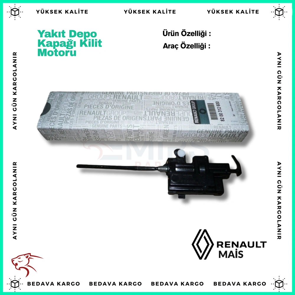 Yakit Depo Kapagi Kilit Motoru Renault Clio 3 Megane 2 Modus Scenic - 8200312600 - Yedek Parça