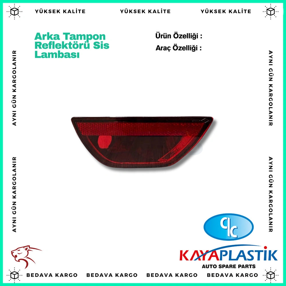 Arka Tampon Reflektoru Sis Lambasi Sol Renault Megane - 265850009R - Yedek Parça