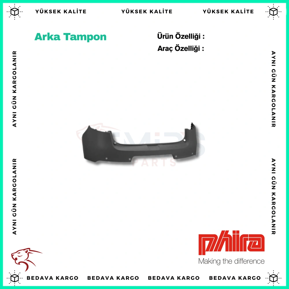 Renault Megane 3 Arka Tampon 08- 4 Sensorlu - 850224667R - Yedek Parça