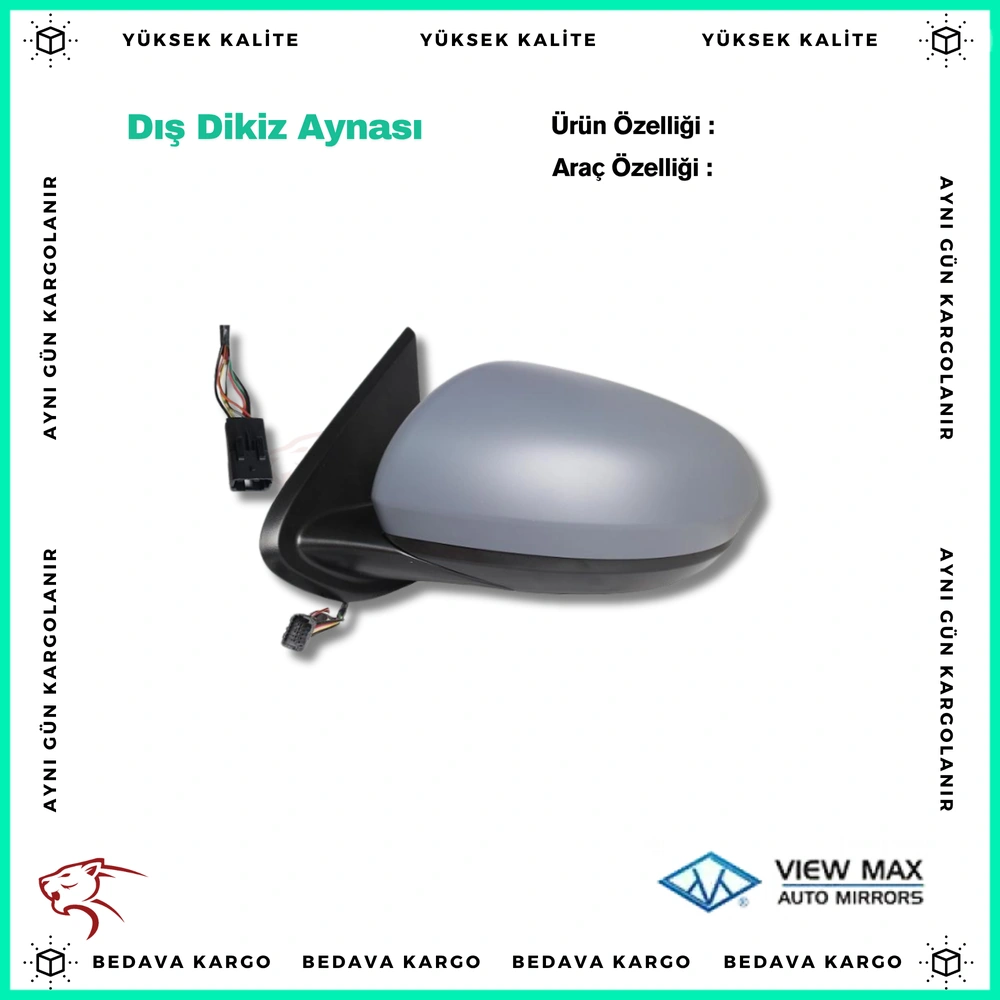 Dis Dikiz Aynasi Sol Sinyalsiz Mekanik Isitmali Astarli Dacia Duster 18- - 963023827R - Yedek Parça