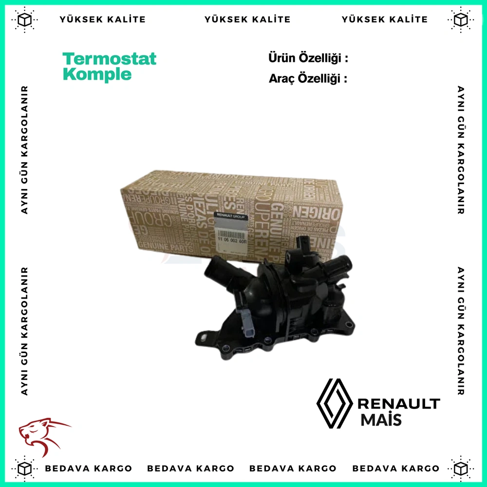 Termostat Komple Dacia Duster Renault Megane 4 Kadjar 1.3 TCE H5h - 110609301R - Yedek Parça