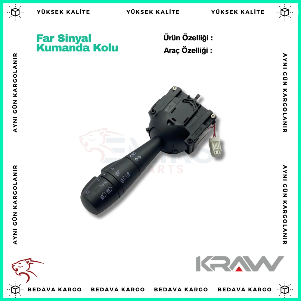 Far+sinyal Kumanda Kolu Renault Clio 4 Trafic 3 Dacia Logan 2 Sandero 2 Lodgy - 255405005R - Yedek Parça