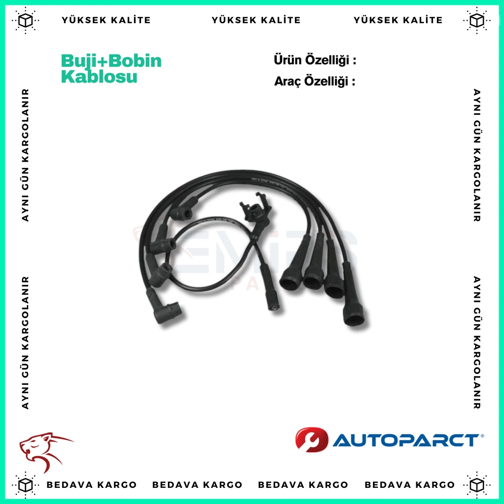 Buji + Bobin Kablosu Renault R11 Flash 1.7 R21 Manager - 7700731063 - Yedek Parça
