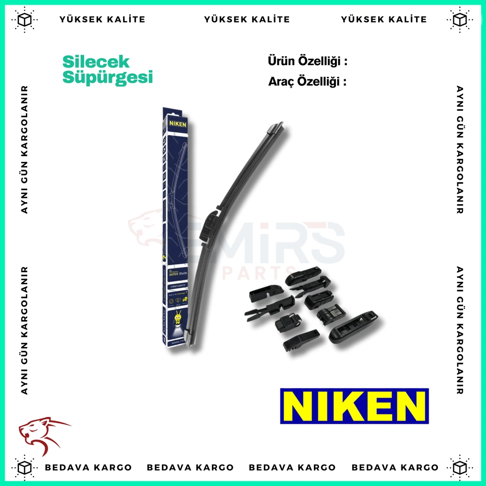Silecek Supurgesi Muz Tipi 500mm 9 Aparatli - M500A - Yedek Parça