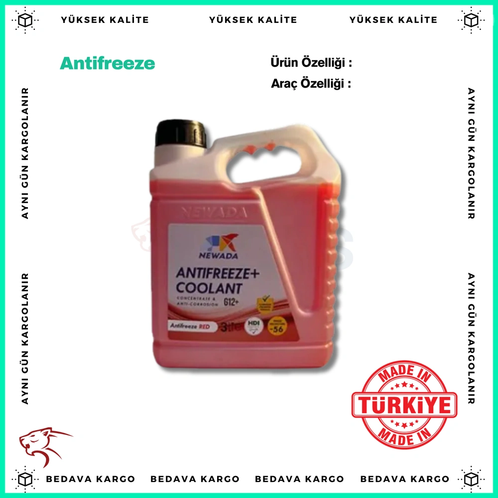 Newada Kirmizi Antifriz (Antifreeze) -56 C 3lt HDI Sigorta Guvencesi - Yedek Parça