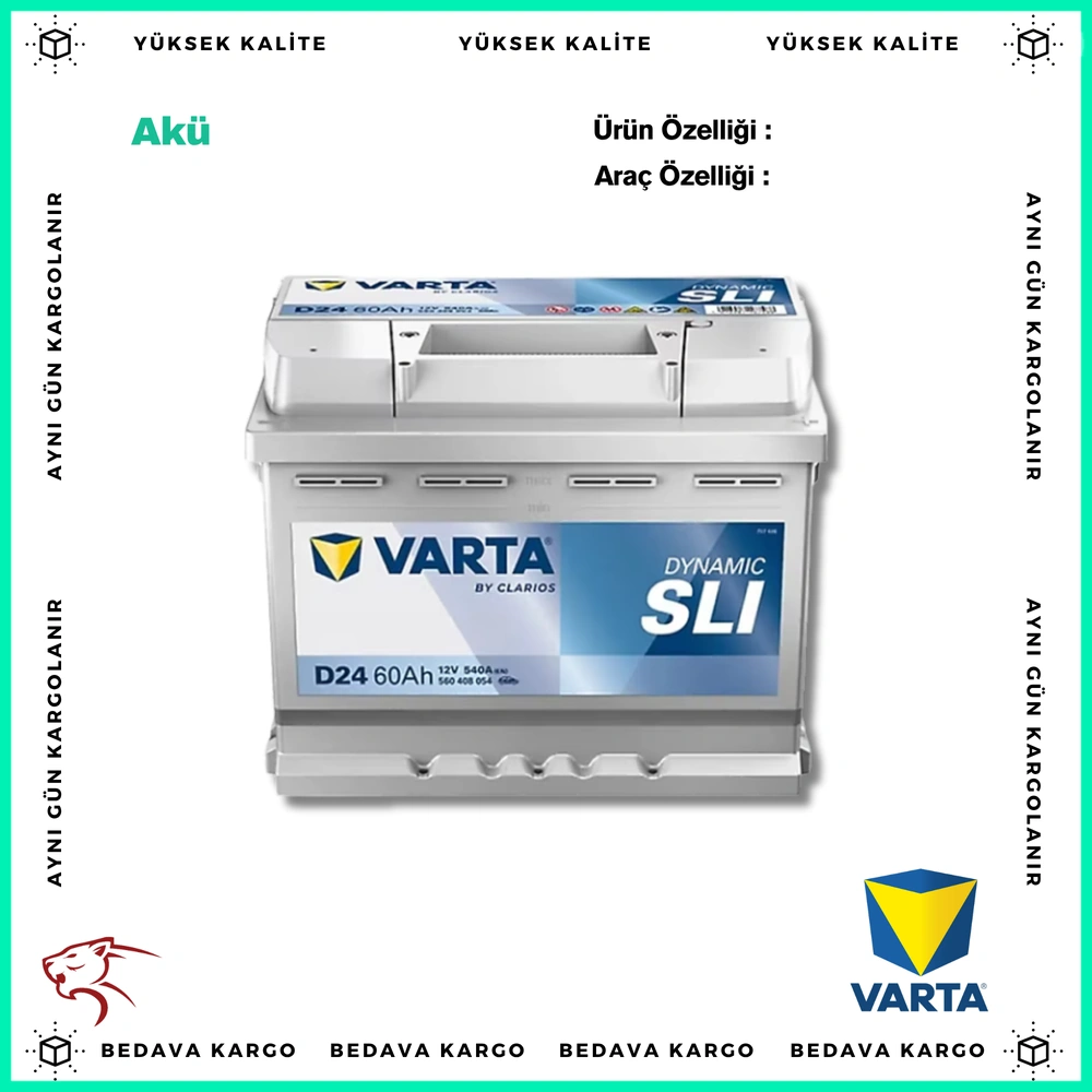 Aku 12v 60ah Varta - VARTA 60AH - Yedek Parça