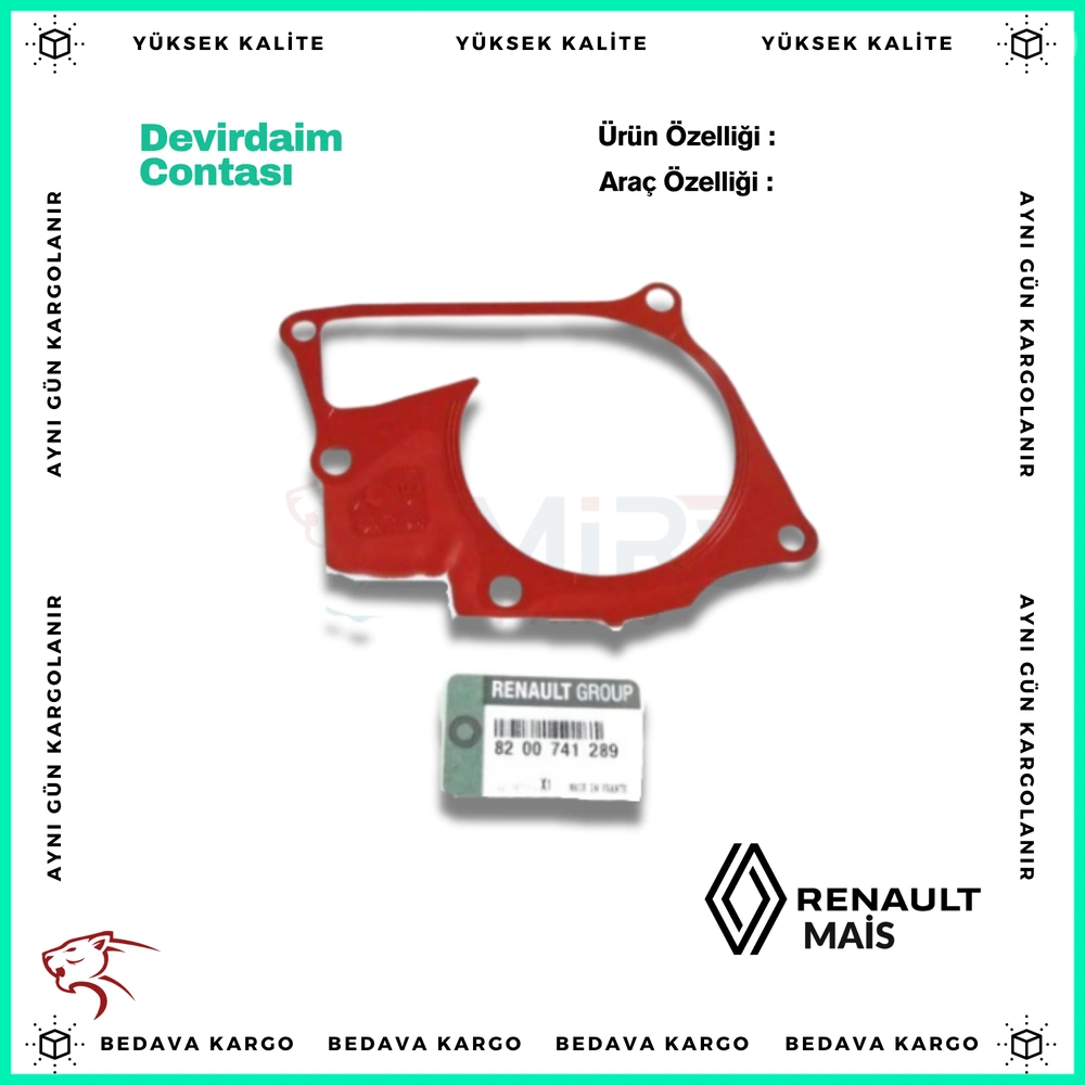 Devirdaim Contasi Renault Fluence Captur Clio 4 09- Modus Megane 3 1.5 DCI Dacia Duster Dokker Sandero - 8200741289 - Yedek Parça
