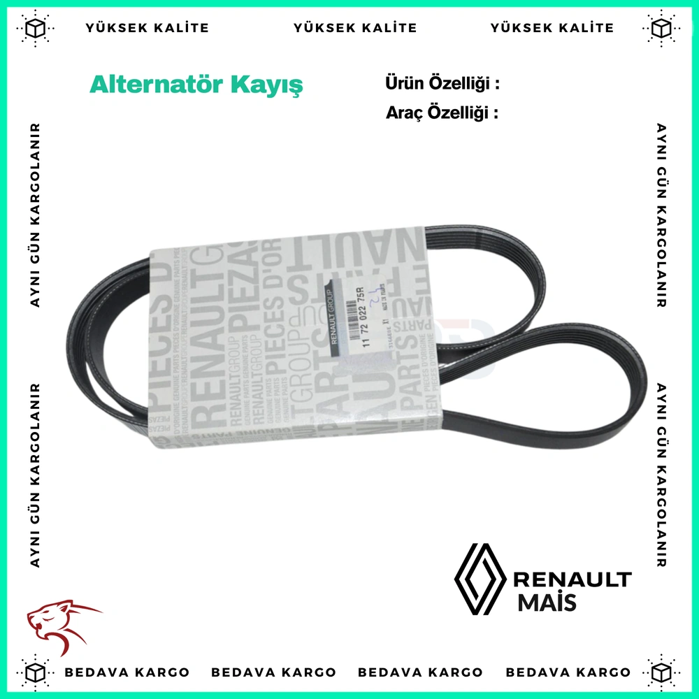 Alternator V Kayisi 6pk1178 Renault Clio Dacia Logan Sandero Duster - 7700743549 - Yedek Parça