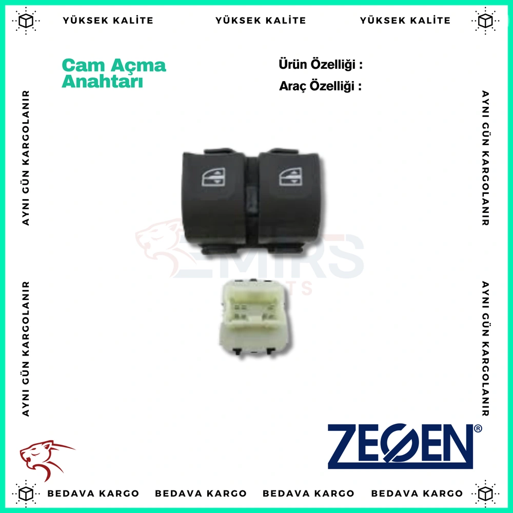 Cam Acma Anahtari (Otomatik Kaldirma) Renault Captur Clio 4 Kangoo Symbol 2 Dacia Logan 2 Dokker Sandero Lodgy - 254118722R - Yedek Parça