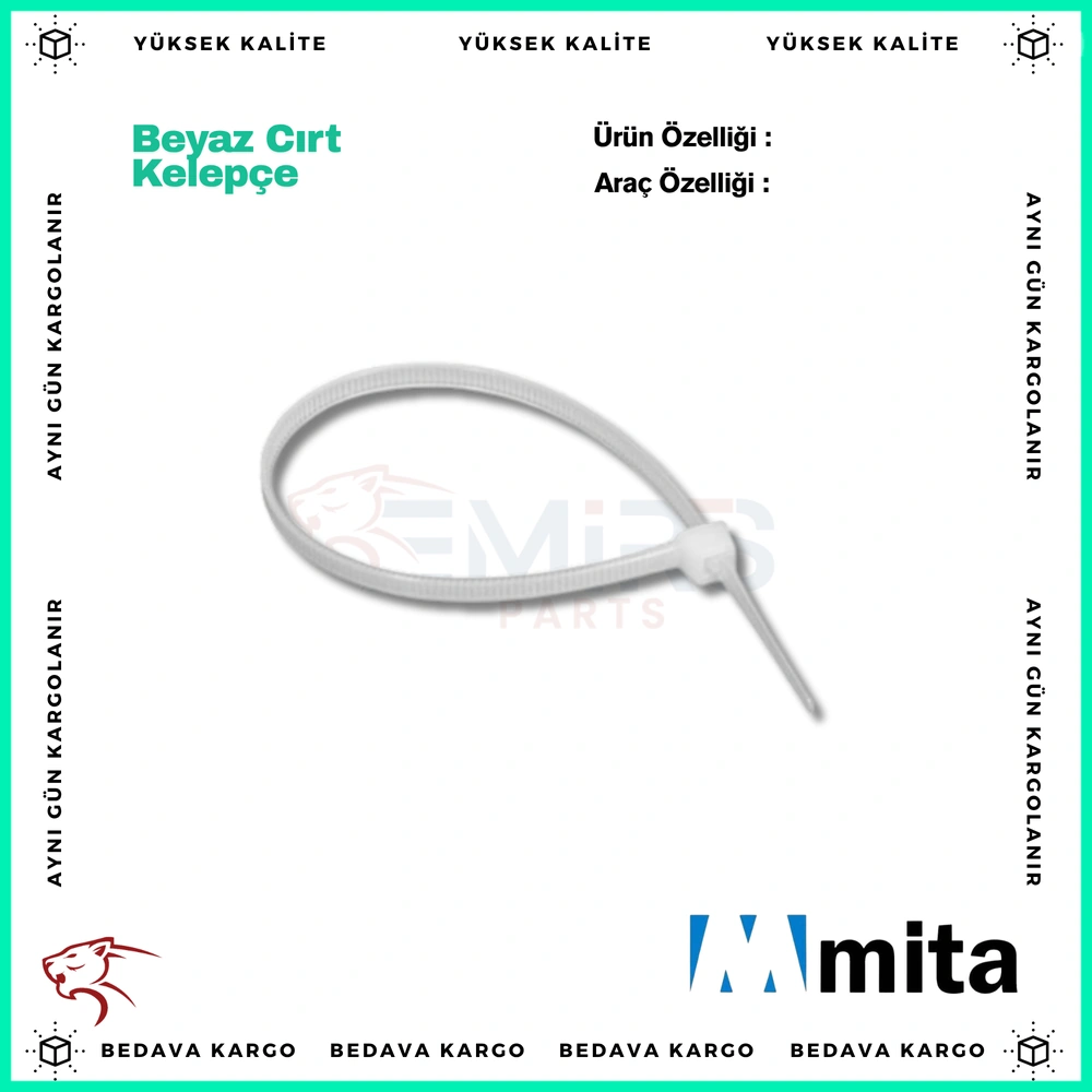 Beyaz Cirt Kelepce Kalin 380mm - 2869 - Yedek Parça
