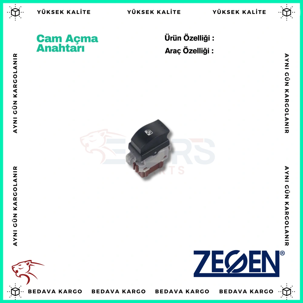 Cam Acma Anahtari Renault Trafic 2 01-14 Master 2 98-10 - 8200242600 - Yedek Parça