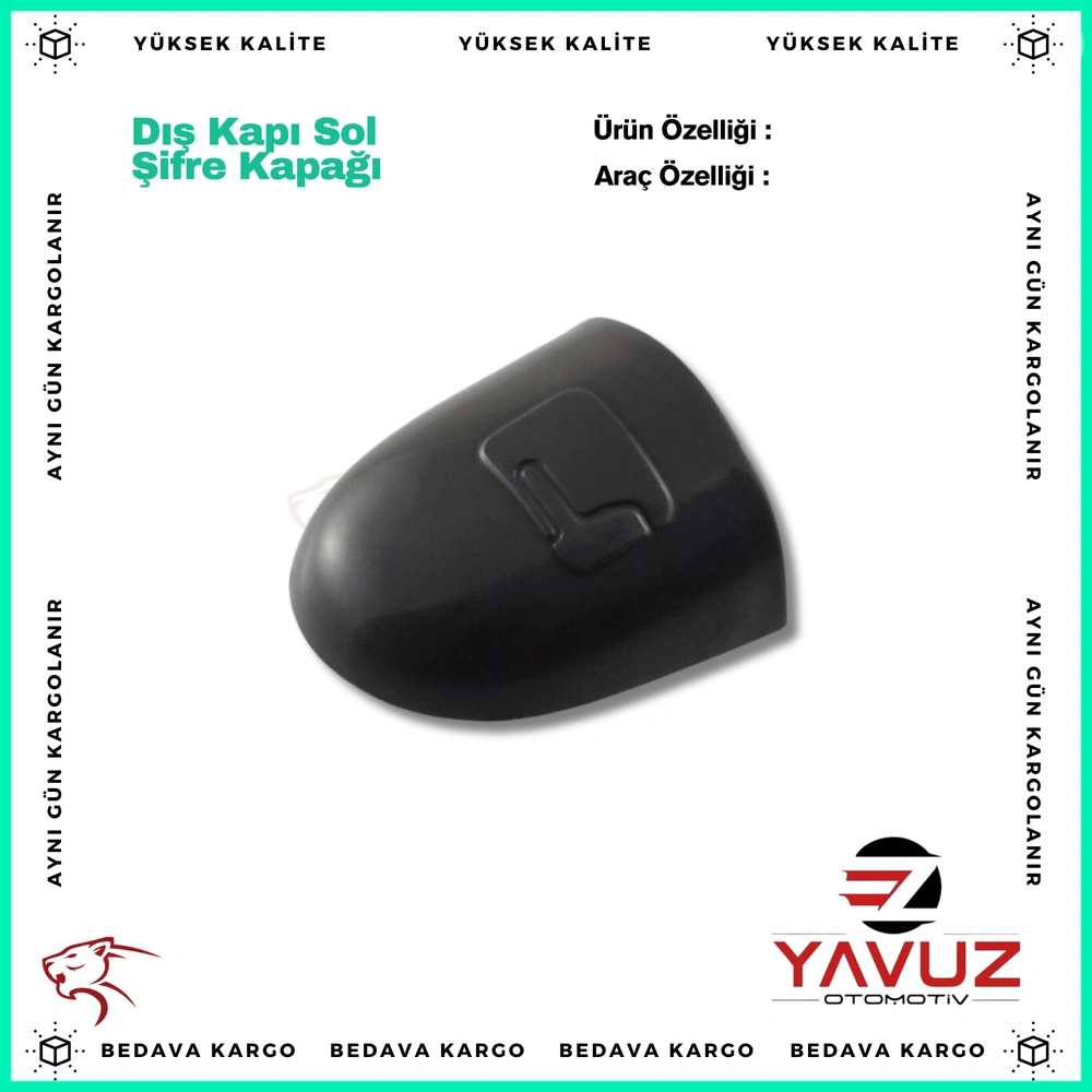 Dis Kapi Sol Sifre Kapagi Siyah Renault Megane - 8200036411 - Yedek Parça
