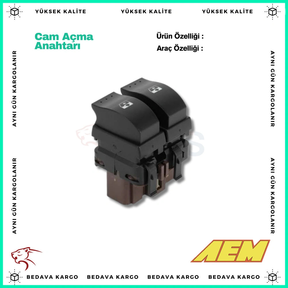 Cam Acma Anahtari Sol On Renault Megane 2 Laguna 2 Cift Fisli 10 Fis Kahverengi Soket - 8200108272 - Yedek Parça