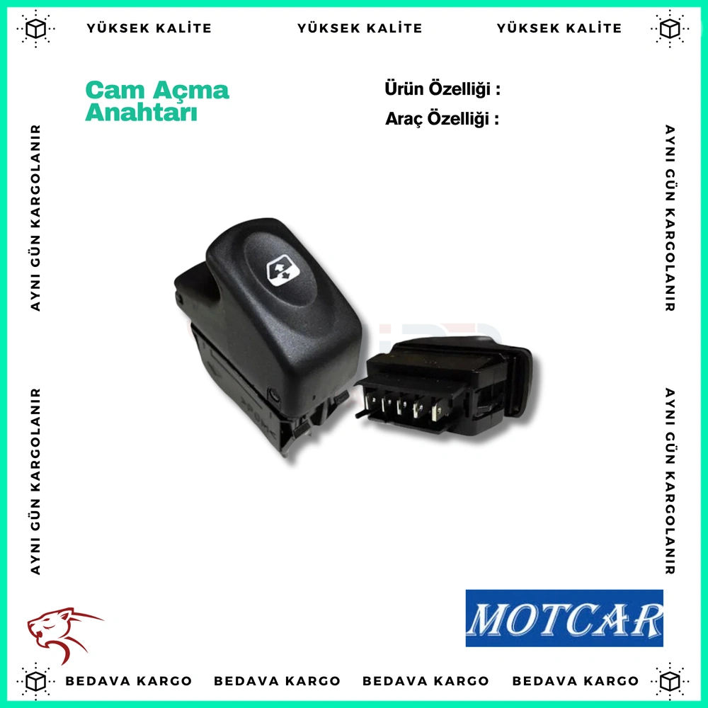 Cam Acma Anahtari Renault Kangoo Megane Clio 6PIN Fis - 7700421120 - Yedek Parça