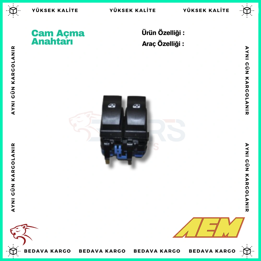Cam Acma Anahtari Renault Kangoo 3 Master 3 Sol Ciftli Mavi Soket - 8200108269 - Yedek Parça