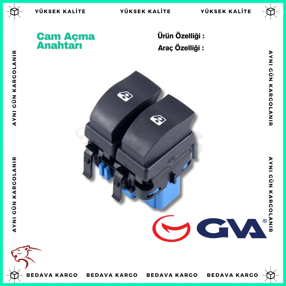 Cam Acma Anahtari Renault Kangoo 3 Master 3 Sol Ciftli Mavi Soket - 8200108269 - Yedek Parça