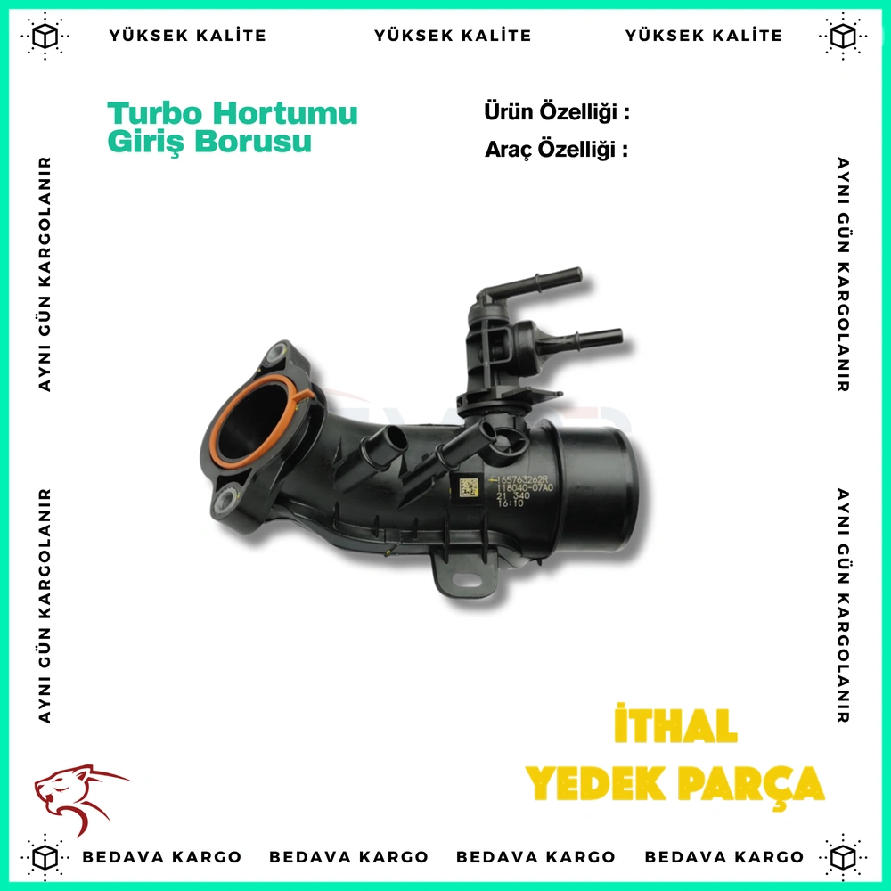 Turbo Hortumu Giris Borusu Dacia Duster 2 Logan 2 3 Sandero 3 Renault Megane 4 Symbol - 165763262R - Yedek Parça