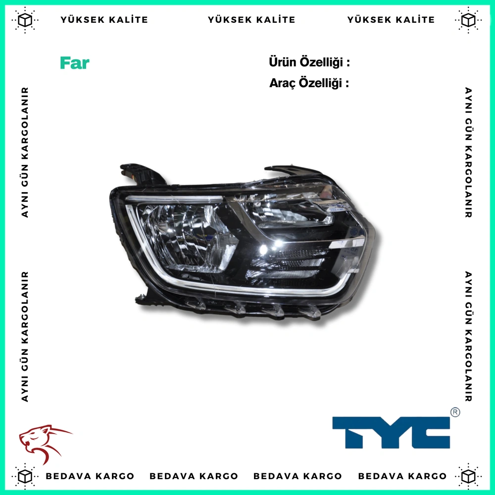 On Far Sag Dacia Duster Kablolu Ledli 17- - 260101133R - Yedek Parça