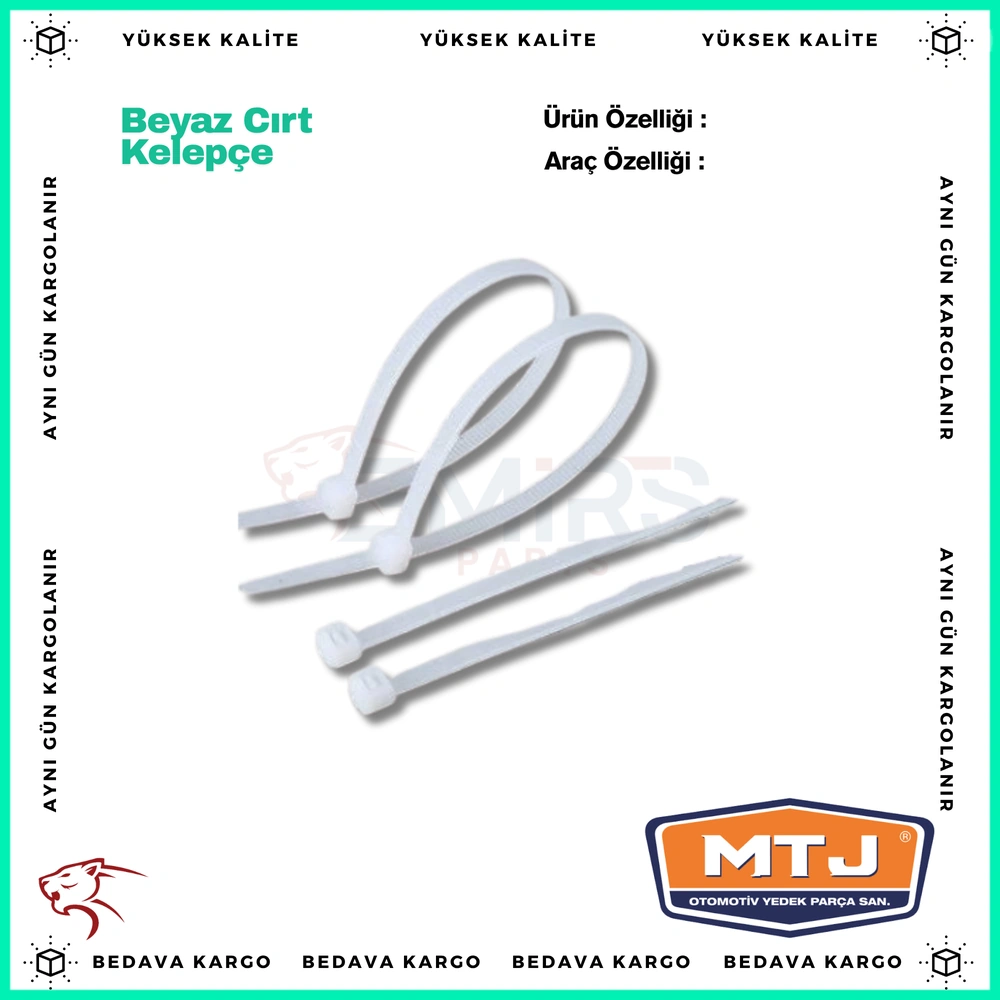 Beyaz Cirt Kelepce 10cm Ince Kucuk - MTJ 8079 - Yedek Parça
