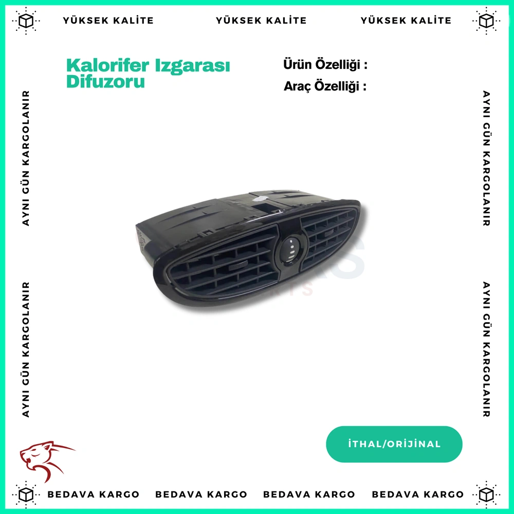 Kalorifer Izgarasi Difuzoru Orta+sag+sol Takim Renault Clio 3 Mat Siyah - 7701208585 - Yedek Parça